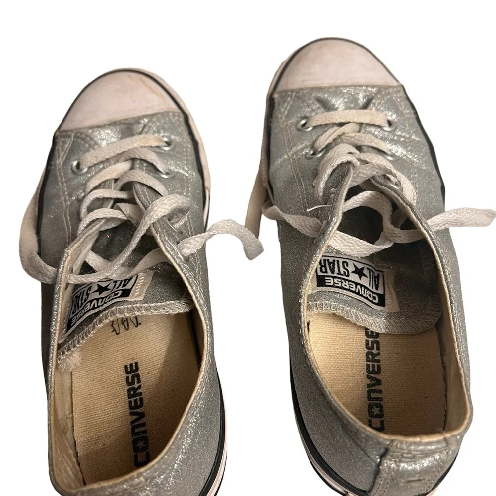 Converse-All Star Silver Sparkle Low Top Youth Sneaker size 3